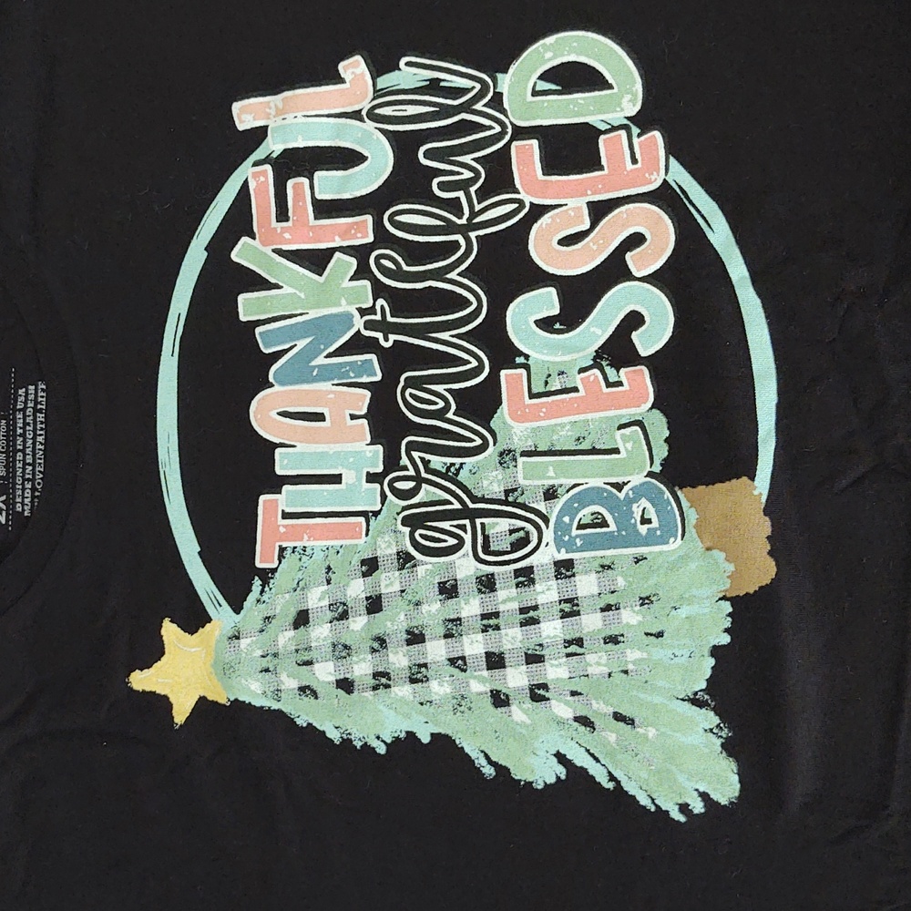 Christmas T-Shirt "Thankful, Grateful, Blessed" 2X  NWOT from Love in Faith